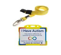 Quantum Leap® Autism ID Card Badge Hidden Disability Lanyard Yellow Holder Badge with Contact Details On the Rear