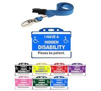 Quantum Leap Blue I Have a Disability Awareness Card with Plain Lanyard and Holder (Blue) Displaying Your Hidden Disability Descreetly