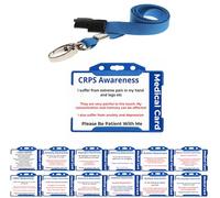 Quantum Leap CRPS Hidden Disability Awareness Printed Plastic Medical Card - with Blue Holder & Blue Lanyard