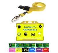 Quantum Leap Disability Awareness Card Yellow for General use Hidden Disability Card Displaying Your Hidden Disability Discreetly with Card Holder & Lanyard
