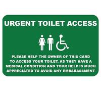 QUANTUM LEAP Disability Awareness Urgent Toilet Medical Card Access Weak Bladder/Bowel Condition Cant Wait NHS (Green Toilet)