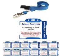Quantum Leap Epilepsy Awareness Hidden Disability Badge Printed Plastic Medical Card - with Blue Holder & Blue Lanyard