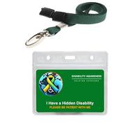 Quantum Leap Green Hidden Disability Card World with Pocket and Contact Detail (I Have a Hidden Disability Pocket)