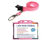 Quantum Leap® I am Non Verbal ID Card Badge Hidden Disability Lanyard Pink Holder Badge with Contact Details On the Rear