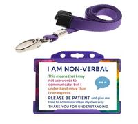 Quantum Leap® I am Non Verbal ID Card Badge Hidden Disability Lanyard Purple Holder Badge with Contact Details On the Rear