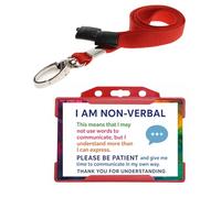 Quantum Leap® I am Non Verbal ID Card Badge Hidden Disability Lanyard Red Holder Badge with Contact Details On the Rear