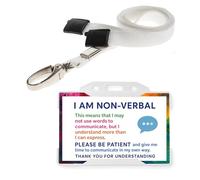 Quantum Leap® I am Non Verbal ID Card Badge Hidden Disability Lanyard White Holder Badge with Contact Details On the Rear