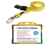 Quantum Leap® I am Non Verbal ID Card Badge Hidden Disability Lanyard Yellow Holder Badge with Contact Details On the Rear