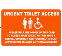 Quantum Leap® Just Can't Wait Toilet Access Card | Wallet Size Medical Card for Urgent Toilet Access | Hidden Disability Support for Bladder & Bowel Conditions | Waterproof PVC | Orange