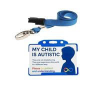QUANTUM LEAP® My Child is Autistic ID Card Badge Hidden Disability Lanyard Blue Holder Badge with Contact Details On the Rear
