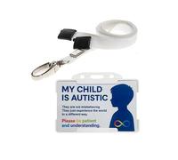 QUANTUM LEAP® My Child is Autistic ID Card Badge Hidden Disability Lanyard White Holder Badge with Contact Details On the Rear