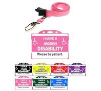 Quantum Leap Pink I Have a Hidden Disability Awareness Card Badge with Plain Lanyard and Holder (Pink) Displaying Your Hidden Disability Lanyard Descreetly