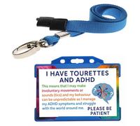 Quantum Leap® Tourettes & ADHD ID Card Badge Hidden Disability Lanyard Blue Holder Badge with Contact Details On the Rear