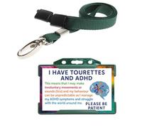 Quantum Leap® Tourettes & ADHD ID Card Badge Hidden Disability Lanyard Green Holder Badge with Contact Details On the Rear