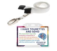 Quantum Leap® Tourettes & ADHD ID Card Badge Hidden Disability Lanyard White Holder Badge with Contact Details On the Rear