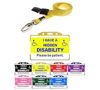 Quantum Leap Yellow I Have a Disability Awareness Card with Plain Lanyard and Holder (Yellow) Displaying Your Hidden Disability Descreetly