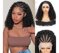 Quantum Love Braided Wigs for Black Women 16 Inch Curly Lace Front Wigs Full Curly Lace Front Wigs Glueless Synthetic Wig