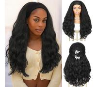 Quantum Love Yaki Curly Headband Wig for Black Women Kinky Straight Black Headband Curly Ends 26 Inch Synthetic Wear and Go Glueless Half Wig with Attached Headbands