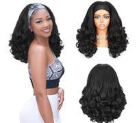 Quantum Love Yaki Curly Headband Wig for Black Women - Kinky Straight Black Headband Curly Ends Synthetic Wear and Go Glueless Half Wig with Attached Headbands