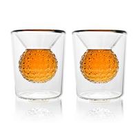 Quantum Lux Golf Ball Shot Glasse Set Funny Handmade Golf Gifts for Men - 2 oz Double Walled Glasses with 3D Shape Golf Ball Inside for Tequila, Scotch, Whiskey, Bourbon, and Cocktail (4) (2)