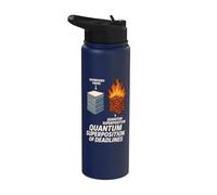 Quantum Physics Meme Schrödinger Cat Uncertainty Principle Stainless Steel Insulated Water Bottle