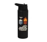 Quantum Physics Meme Schrödinger Cat Uncertainty Principle Stainless Steel Insulated Water Bottle