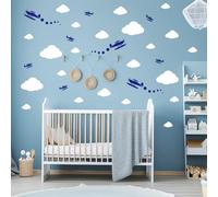 Quanyuchang Big Airplane Wall Stickers Aircraft Plane Wall Decals, Removable Vinyl DIY Peel and Stick Large Clouds Wall Stickers for Nursery Children Baby Kids Boys Girls Bedroom Decor