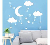 Quanyuchang Big Clouds Stars Wall Decals for Kids Nursery Bedroom
