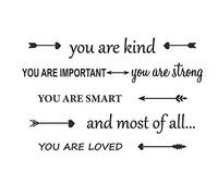 Quanyuchang Motivational Wall Art Wall Decors, You Are Kind Strong Loved Positive Wall Decals for Kids DIY Arrow Vinyl Wall Sticker Murals for Girls Boys Nursery Bedroom Playroom Art Decoration
