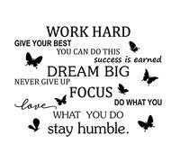 Quanyuchang Motivational Work Quotes Wall Art Stickers Office Rules Give Your Best Work Hard Art Decal Removable DIY Vinyl Wall Art Murals Decor for Office Bedroom School Living Room