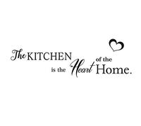 Quanyuchang The Kitchen is The Heart of The Home Vinyl Wall Decals, Removable Lovely Quote Art DIY Stickers for Kitchen Livingroom Dining Room Home Decoration