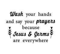 Quanyuchang Wash Your Hands and Say Your Prayers Wall Decal, Vinyl Religious Quote Wall Decal, Inspirational Bible Quote Sticker Art Lettering Saying Home Decoration for Bedroom Living Room