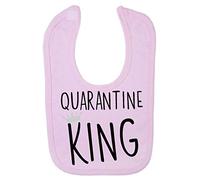 Quarantine King Lockdown Statement Cotton Baby bib - Pastel Pink