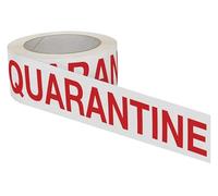 Quarantine Printed Tape, 48 mm x 66 m, Self-Adhesive, 1 Roll, White with Red Text