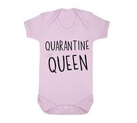 Quarantine Queen Lockdown Statement Baby Grow Vest, 6-12 Months, Pastel Pink