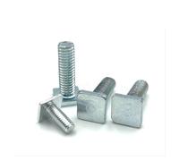 Quare Head Bolt,100pcs Square Flat Bolts 4.8 Level Galvanized T Shape Screw Stud M4 M5 M6 Rail Track T-Slot(M6x12mm (head 10x10))