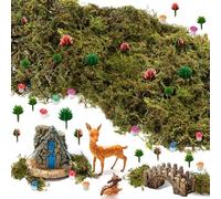 QuarenDen 37 Pcs Miniature Garden Grass Accessories, Moss for Potted Plants, Miniature Fairy House Mini Terrarium Figurines Craft Moss Micro Landscape Ornaments for DIY Craft, Fairy Garden Decor