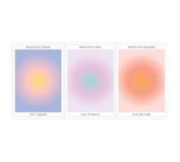 Quark Colorful Gradient Aura Poster 3 Piece Wall Art Posters Living Positive Energy Spiritual Prints Danish Pastel Painting Y2k Room Aesthetic Girly Zen Decor For Bedroom Yoga 12x16in Unframed