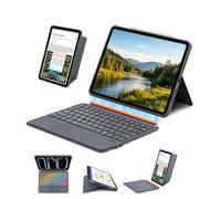 QUARK for iPad 11th/10th Generation Case with Keyboard, 7-Color Backlight, Detachable Keyboard for iPad Air 11-inch M3/M2 & iPad Pro 11 (1st/2nd/3rd/4th) & iPad Air 5/4 with Trackpad (Grey)