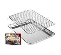 Quarter Baking Sheet & Cooling Rack - Small 1/4 Aluminum Pan With Stainless Steel Wire Rack Set - Cookie Sheets for Oven - Sheet Pan Tray - 24.4 x 33.02 CM