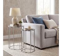 Quarter Foil Mirrored Set Of Two Side Tables