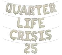 Quarter Life Crisis 25 Birthday Decorations Fun Party Decorations 25th Decor party Supplies Twenty five Birthday (QUARTER LIFE CRISIS 25 Cream)