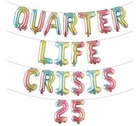 Quarter Life Crisis 25 Birthday Decorations Fun Party Decorations 25th Decor party Supplies Twenty five Birthday (QUARTER LIFE CRISIS 25 Rainbow)