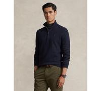 Quarter-Zip Jumper in Cotton Pique Navy Blue