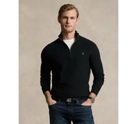 Quarter-Zip Jumper in Cotton Pique Plain Black