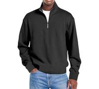 Quarter Zip Jumper Men, Mens 1/4 Zipper Sweatshirt Fleece Pullover Long Sleeve Sweater Fleece Half Zip Sweatshirt Slim Fit Sweaters Tops Jumpers Plaid Slim Fit Hooded Long Sleeve Sweater Top Black