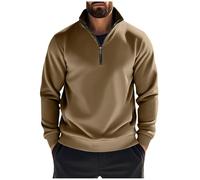 Quarter Zip Jumper Men, Mens Sweatshirts Solid Color Half Zip Jumpers Plain Work Tactical Pullover Fleece Lined Long Sleeve Tops Stand Collar Sweaters for Autumn Winter, Travelling, Walking