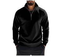 Quarter Zip Jumper Men, Mens Sweatshirts Solid Color Half Zip Jumpers Plain Work Tactical Pullover Fleece Lined Long Sleeve Tops Stand Collar Sweaters for Autumn Winter, Travelling, Walking