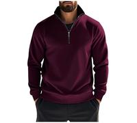 Quarter Zip Jumper Men, Mens Sweatshirts Solid Color Half Zip Jumpers Plain Work Tactical Pullover Fleece Lined Long Sleeve Tops Stand Collar Sweaters for Autumn Winter, Travelling, Walking