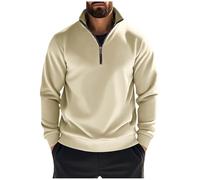 Quarter Zip Jumper Men, Mens Sweatshirts Solid Color Half Zip Jumpers Plain Work Tactical Pullover Fleece Lined Long Sleeve Tops Stand Collar Sweaters for Autumn Winter, Travelling, Walking